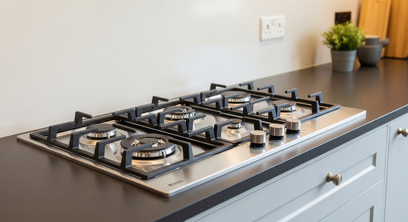 Built-in gas hob installation in a modern Pretoria kitchen