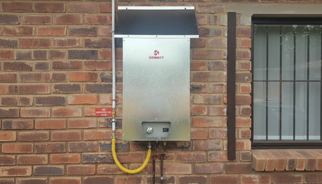 High-definition gas cage protection installation in Pretoria for wall-mounted gas geyser