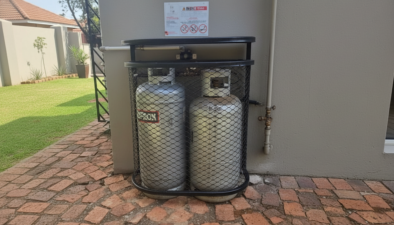 High-definition gas cylinder cage installation in Pretoria for secure outdoor storage