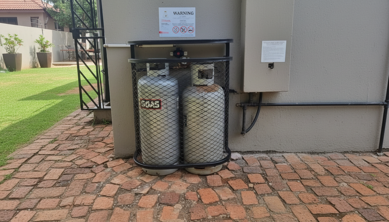 High-definition gas bottle setup for gas fireplace installation in Pretoria
