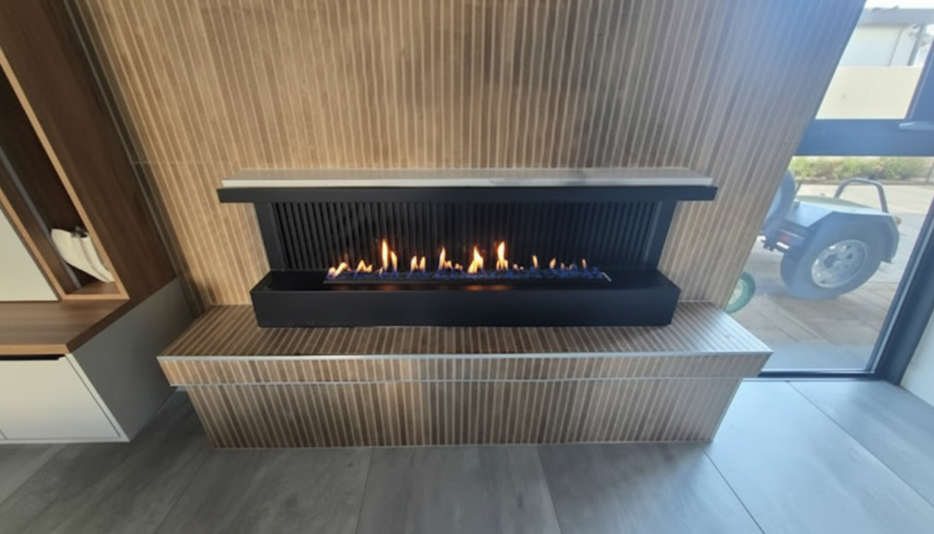High-definition gas fireplace installation in Pretoria living space