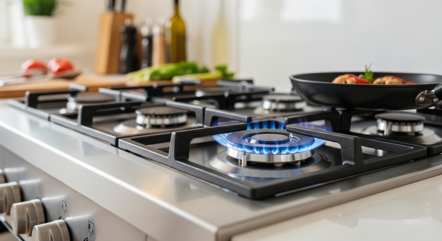 Gas stove burner installation in use in a Pretoria home